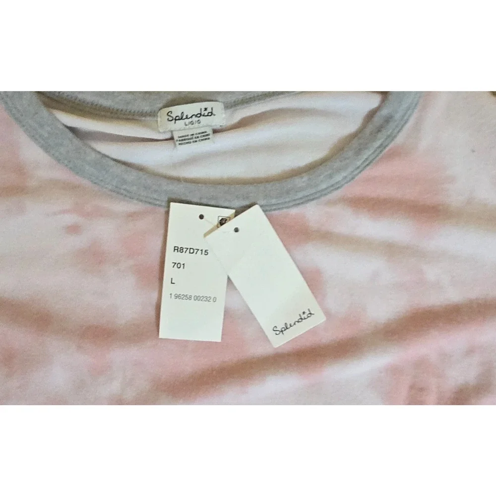 Splendid Womens Large Pink Tie Dye Pajama Lounge Set Long Sleeve Shorts NWT NEW